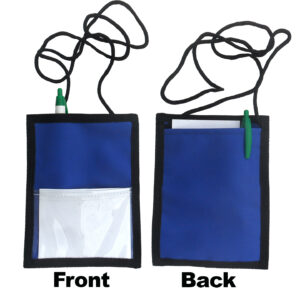 Deluxe Blue Hanging Neck Wallet -Holds 3x4 inch ID card