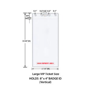 Custom printed large VIP ticket holder 8"x4"- Print area is usually at the bottom (Vertical/Portrait)